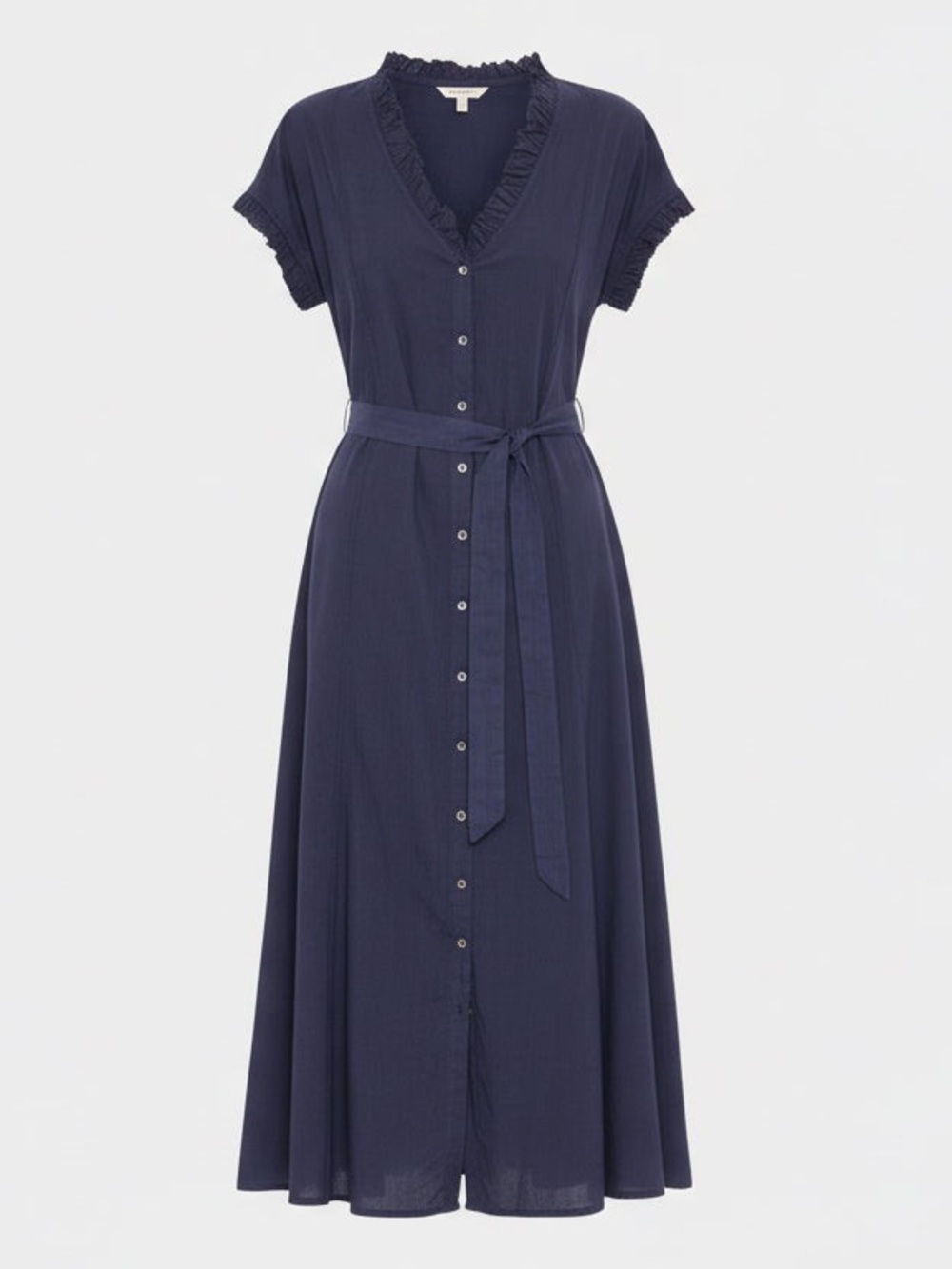 Xirena Dixie Navy Button-Front Shirt Dress with Waist Tie